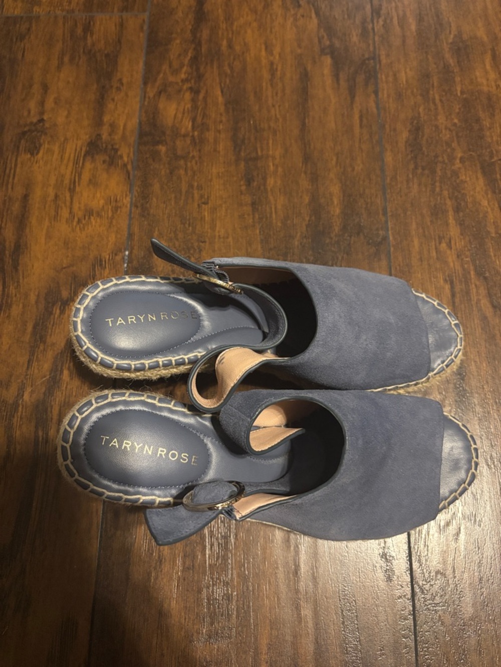 Women’s Taryn Rose Blue Suede Espadrille Slingback Wedges Size 7 - Picture 2 of 6